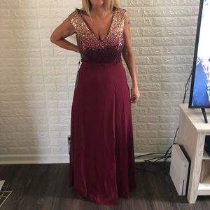 Sequin and chiffon gown dress